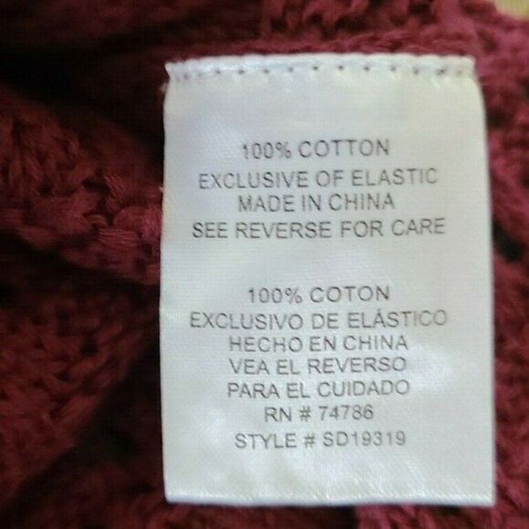 Patrons Of Peace Laurel Sweater Small Garnet Red NWT 100% Cotton Pointelle Knit - Picture 6 of 9